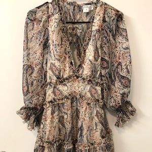 Princess Polly Cream and Boho Print Minidress, Size 2